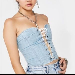 Pistola All Tied Up Sexy Denim Jean Bustier Size M